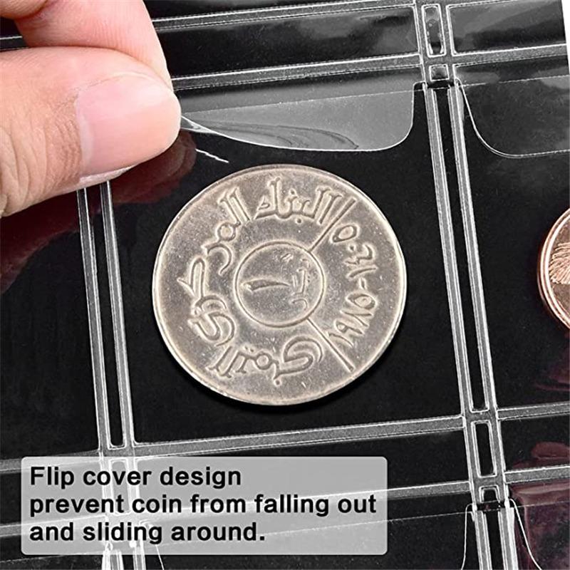 20/30/42 Grids Coin Album Pages PVC Pocket Coins Holder Stamp Collection Organizer Sheet Transparent Album Storage Organizer Bag