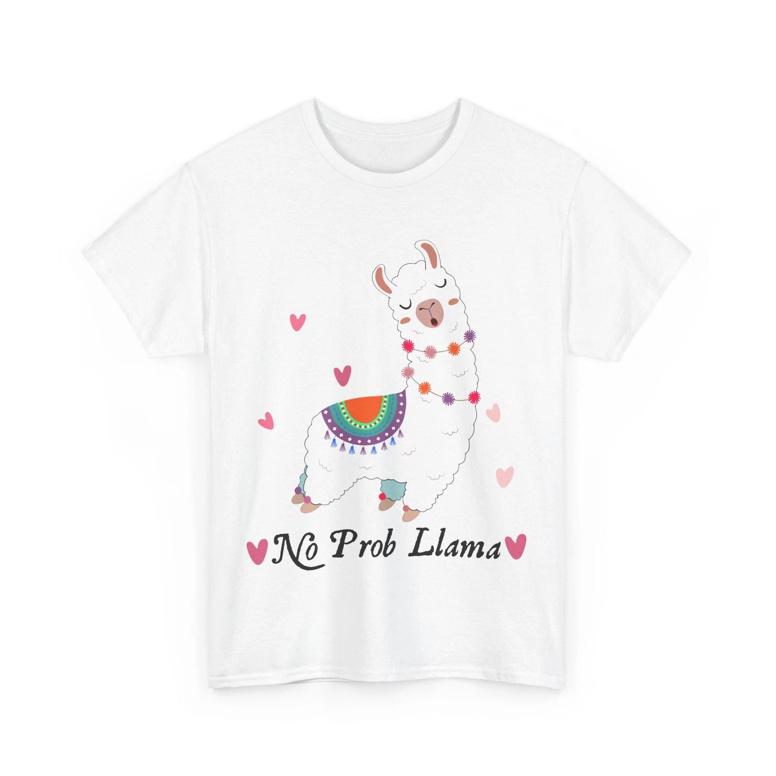 Llama Shirt, No Probllama Funny T-shirt, Llama Lovers Women Men Shirt XL