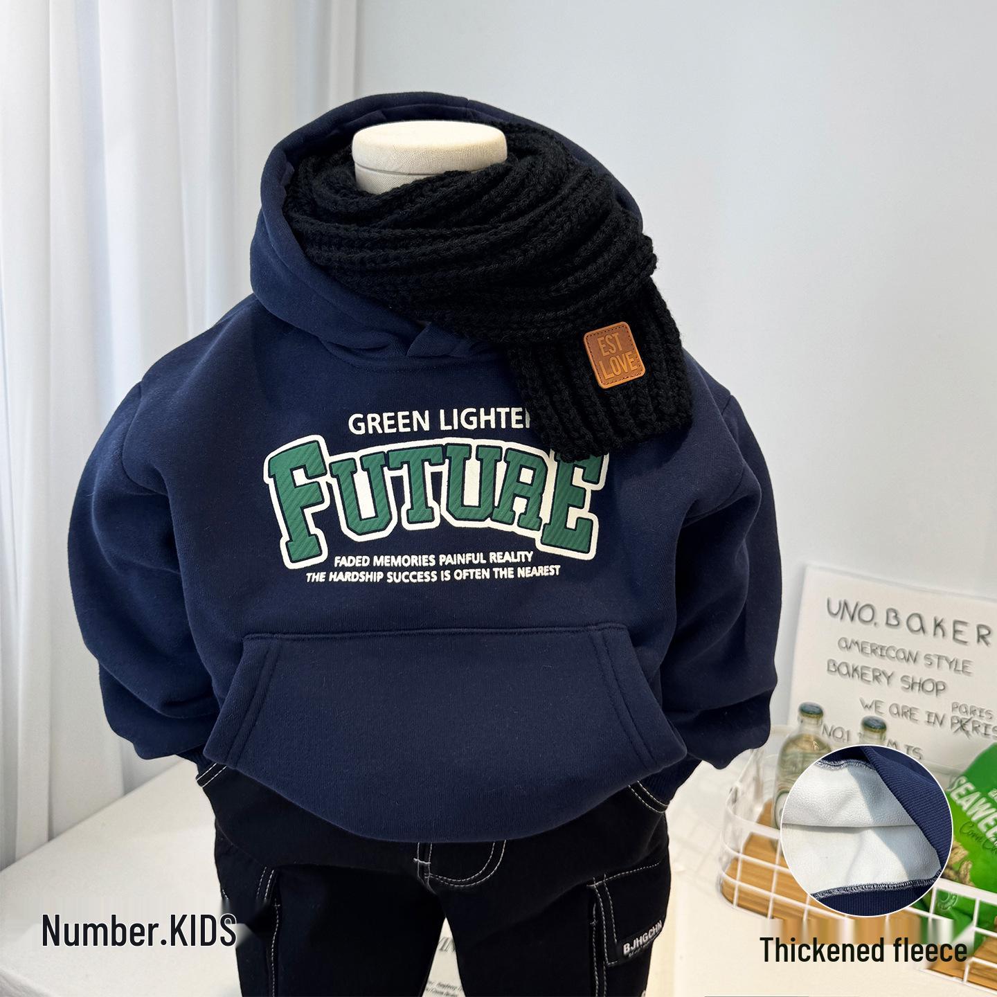 

Boys Stylish Thick Fleece-Lined Hoodie 2025 - Cool Winter Casual Sweatshirt 100 cm