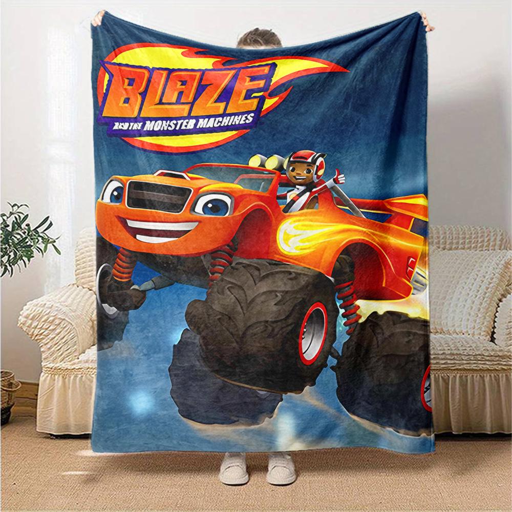 1pc Blaze and the Monster Machines (3) Blanket, Gift, for Men and Women, Soft Blanket, Good for Sofa Bed Couch Travel, Lightweight Flannel Blanket