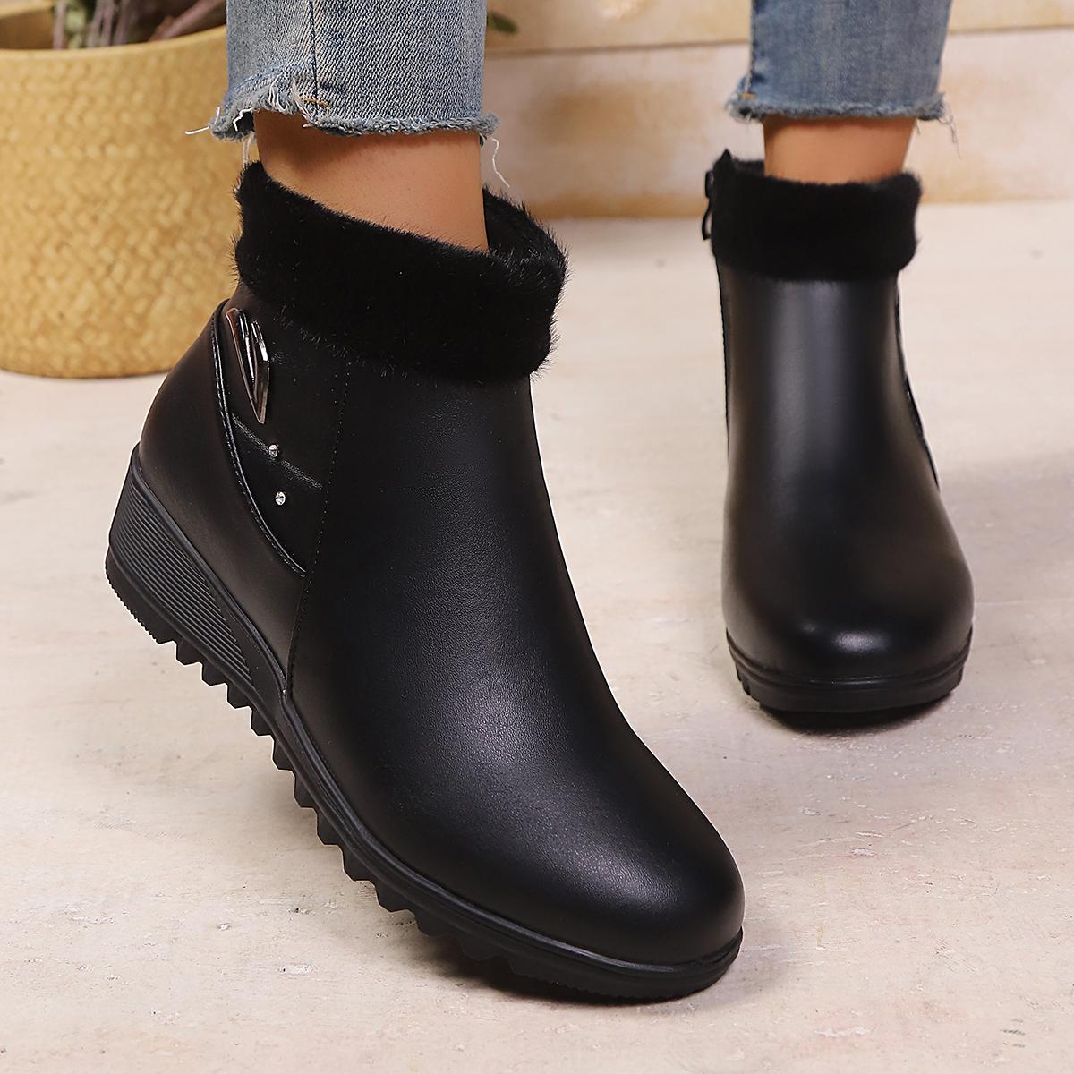 

Winter Sexy Solid Color Round Toe and Plush Warm Casual Short Boots Fashionable New Comfortable Thick Soled Women s Boots 36