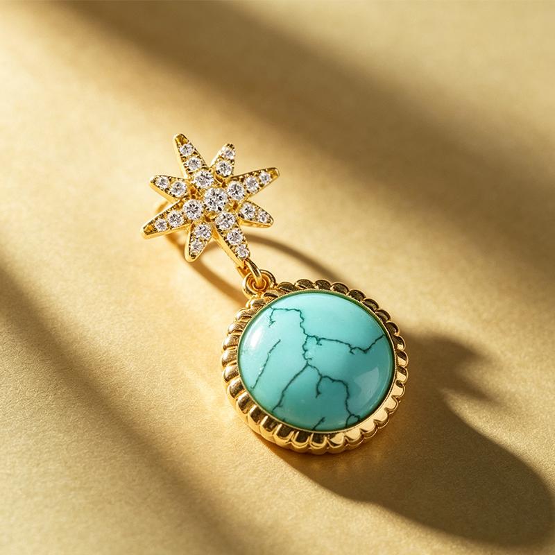 APM Monaco Six-pointed star design earrings for women, lake blue YE16660XTU