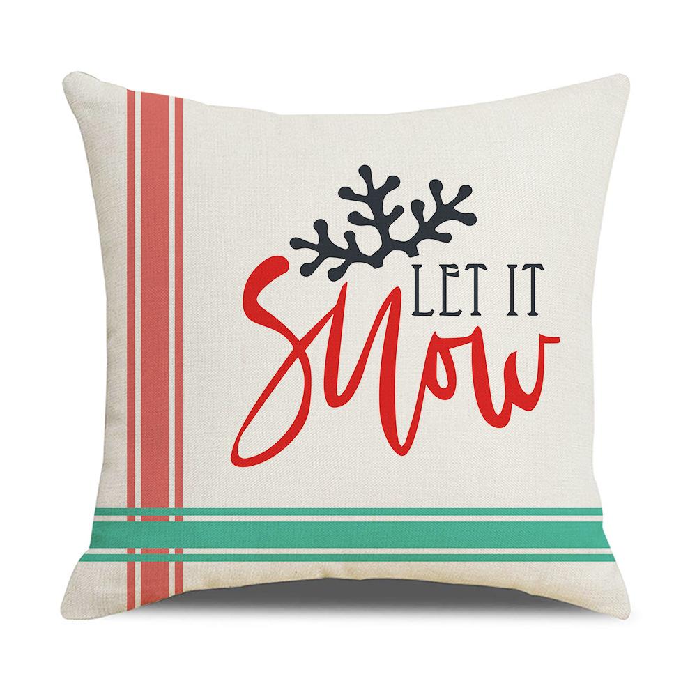 

New Christmas Pillow Cover Linen Cartoon Red And Green Plaid Christmas Sofa Pillow Cover Premium Durable Quality 45 * 45Cm (without pillow core)
