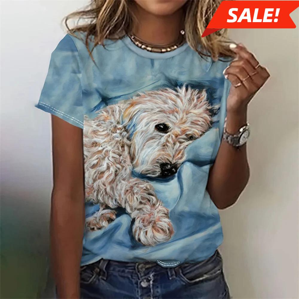 T-shirt For Women Funny 3d Printed Kawaii Cat Dog Animal Graphic Tees Summer Casual O-neck Tops Short Sleeve Loose T-shirts