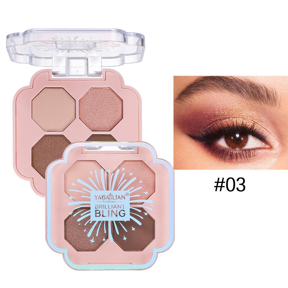 4 Colors Four-leaf Clove Eyeshadow Palette Professional Highlight Shimmer Brightening Long Lasting Eye Shadow Eye Makeup Eye Cosmetic