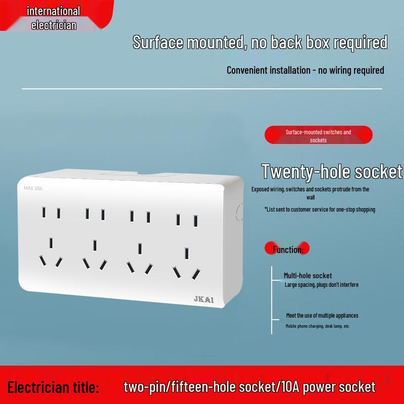 Surface-Mounted Integrated Switch Panel: One-Gang Single-Control, Two-Gang Double-Control, Wall Light Switch with Five Holes.