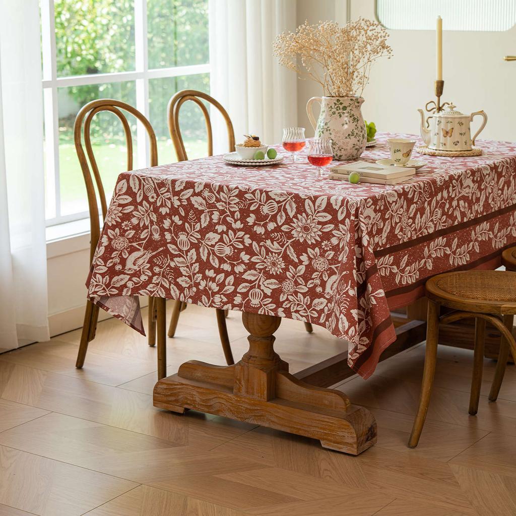 American Country Floral Tablecloth Cotton Linen Rectangular Dining Table Cover Tea Tablecloth