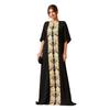 Schwarz-Gold Östlich-Ethnisch Bedrucktes Langes Robenkleid