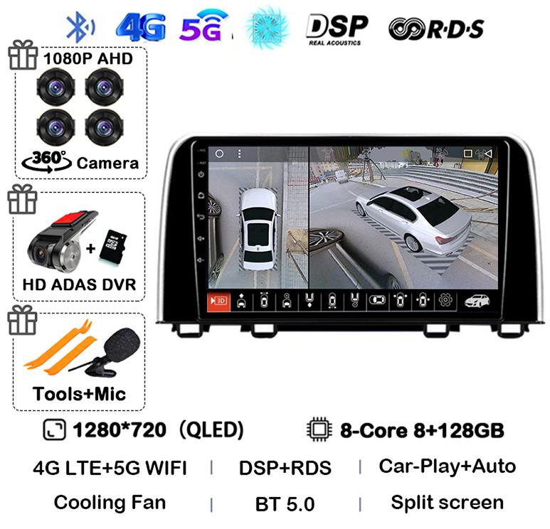 Android 14 Carplay Auto Car Radio For Honda CRV 2016 2017 2018 2019 2020 2021 Multimedia Video Player GPS Stereo WIFI Head Unit