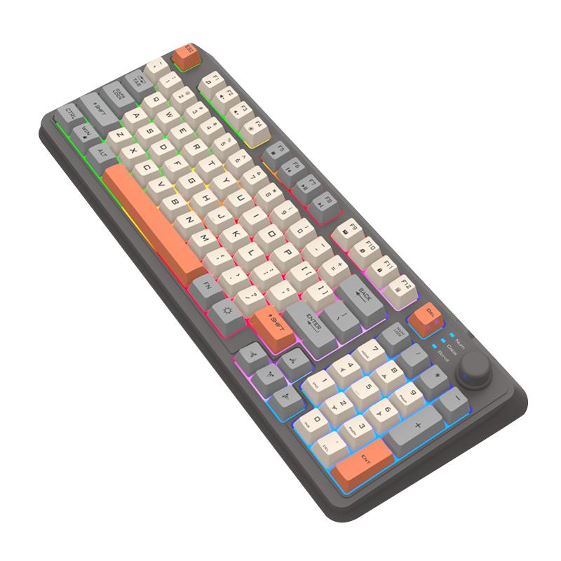 

XUNFOX K82 94 Keys Gaming Wired Keyboard Mixed Color Backlit USB Keyboard with Kickstand Slight Light