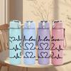 1PC Love Heart Electrocardiogram Line Art 750ml Color Plastic Sports Water Bottle Leakproof Flip Straw Lid Suitable for Sports Office Home Use