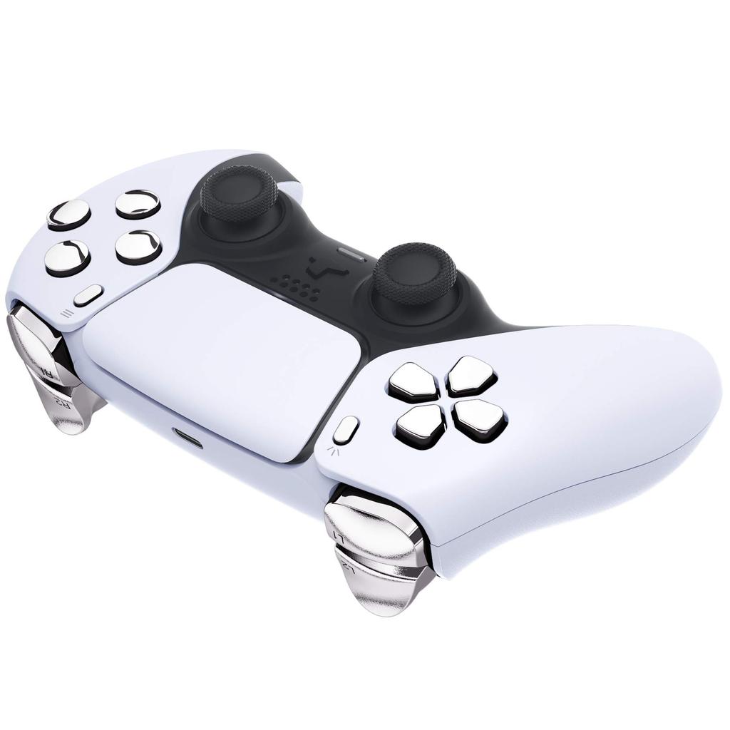 eXtremeRate Replacement for PS5 Controller Share Optional Face Chrome Full Button Set for PlayStation 5 Controller Not D-Pad (BDM-010 & 020), R1, L1,