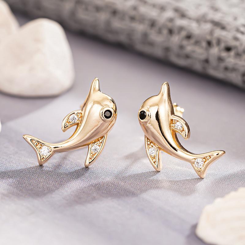 1 Paar stilvolle, niedliche Delfin-Steckohrringe