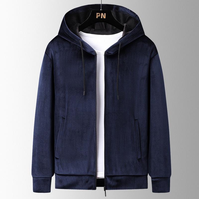 

Плюшевая толстовка Silver Fox для мужчин на осень и зиму, с утолщенным флисом для сохранения тепла. Кардиган из овечьей шерсти с капюшоном, повседневная куртка XXXXXL синий