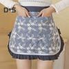 Oilproof Waist Apron Soft Touch Lace Embroidered Women Server Waitress Short Half Apron with 2 Pockets for Kitchen