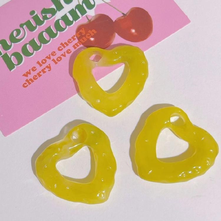 Irregular Colored Heart Beads Hollow Heart-Shaped Pendant DIY Resin Accessories