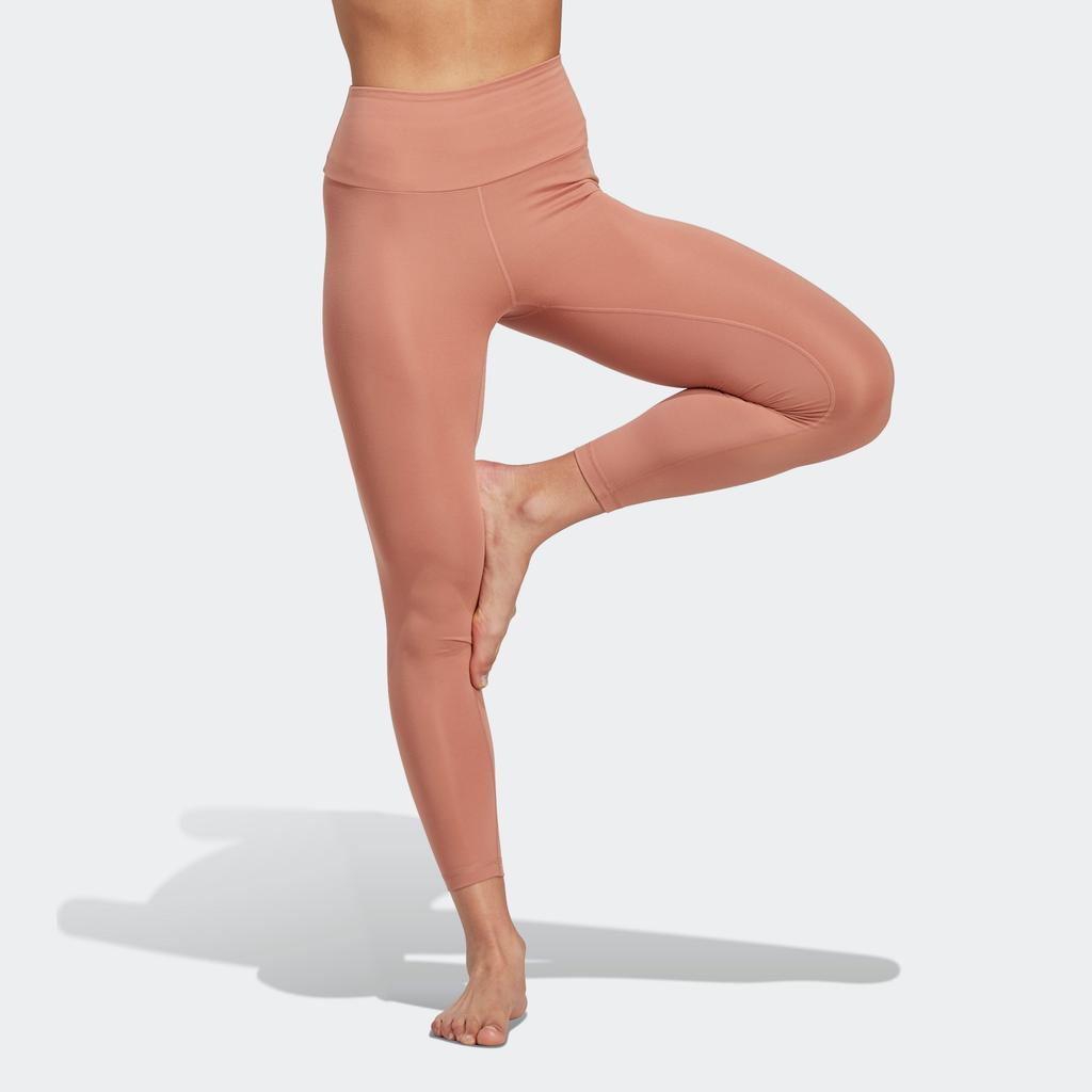 Adidas Yoga Essentials High Waist Fitness Leggings SS23 Women Bottoms Rock-Heather-Brown IC8310