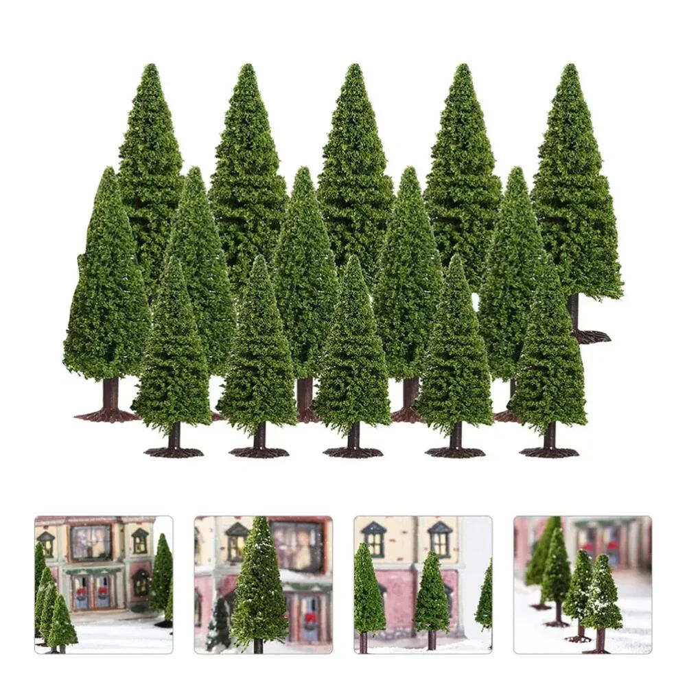 15 Pieces ,Model Trees Miniature Trees Christmas Village Trees Woodland Scenics (9 Cm + 10 Cm + 12. 5 Cm)