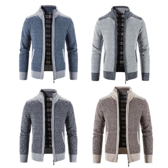 Zipper Closure Men Cardigan with Pocket Polyester Precisely Detail Men Sweater for Dating Wear