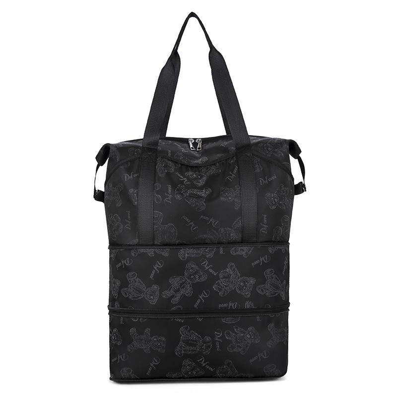 

Бесшумная универсальная сумка-тележка ручной клади на колесиках с разделением на мокрое и сухое чёрный