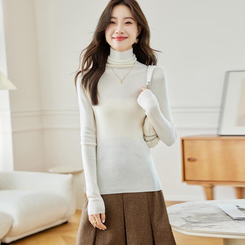 Srcr Women's 100% Fine Wool Slim Fit High-Neck Sweater