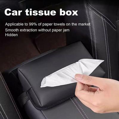 PU Leather Car Tissue Holder Auto PU Leather Napkin Holder Smooth Zipper Tissue Storage Tool For Car Headrest Dashboard Armrest