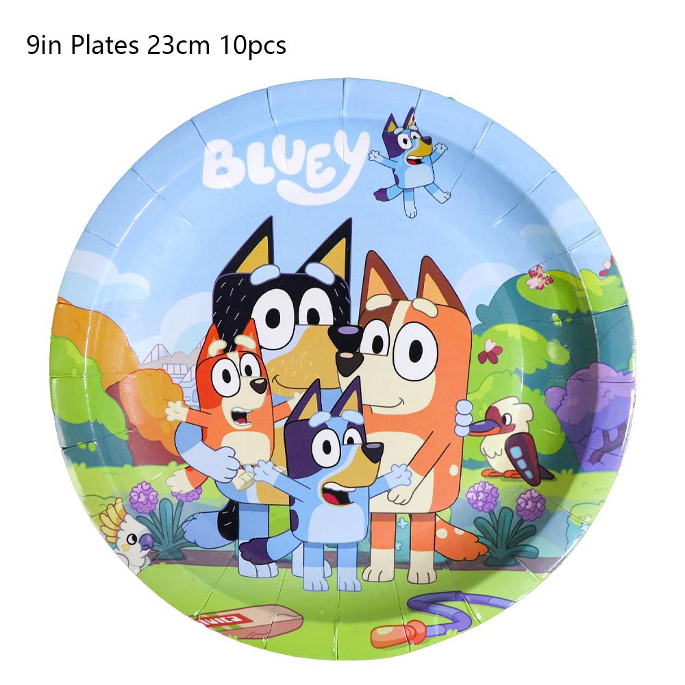 51pcs Tableware Set Plates Cups&Tablecloth For Kid's Bluey Theme Birthday Party