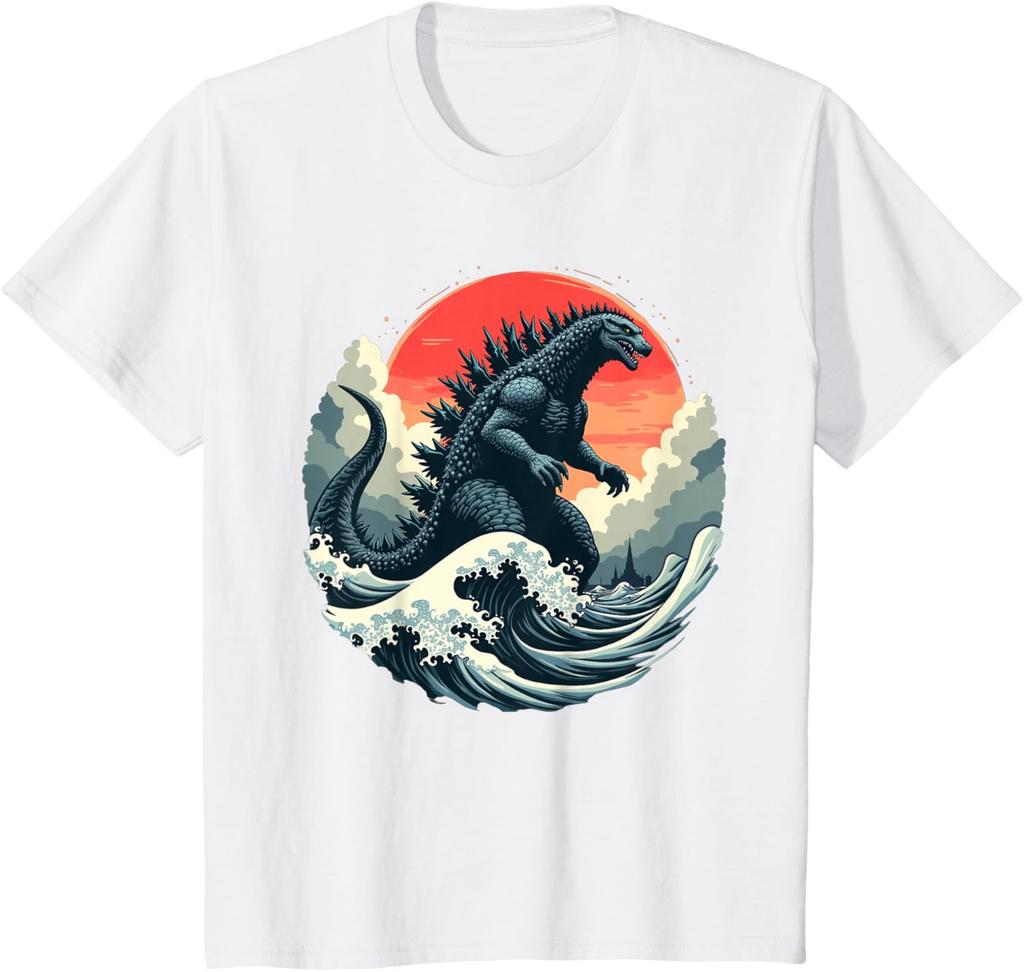 Vintage Japanese Kaiju Monster The Great Wave Off Kanagawa T-Shirt S-6xl