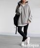 [antiqua] Antiqua Women's Long-Sleeve Plain Ribbed Piqué Knit Hoodie ZA-00282 One Size 15 Heather Gray