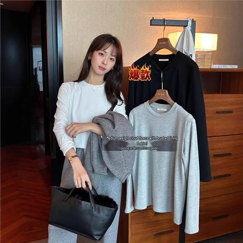 

Lemon Green Tea Cloud Velvet Long Sleeve T-shirt - Women s Autumn Collection One Size білий