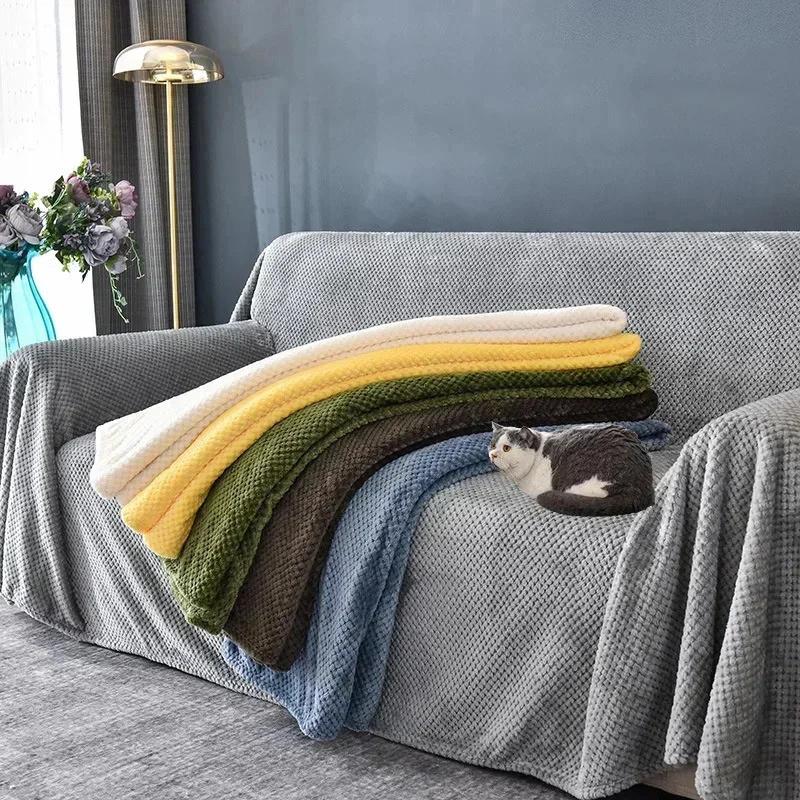 Multi Sizes Soft Coral Velvet Sofa Towel Blanket High Density Warm Sofa Bed Throw Blanket Home Bedding Bedspread Sheet Blanket