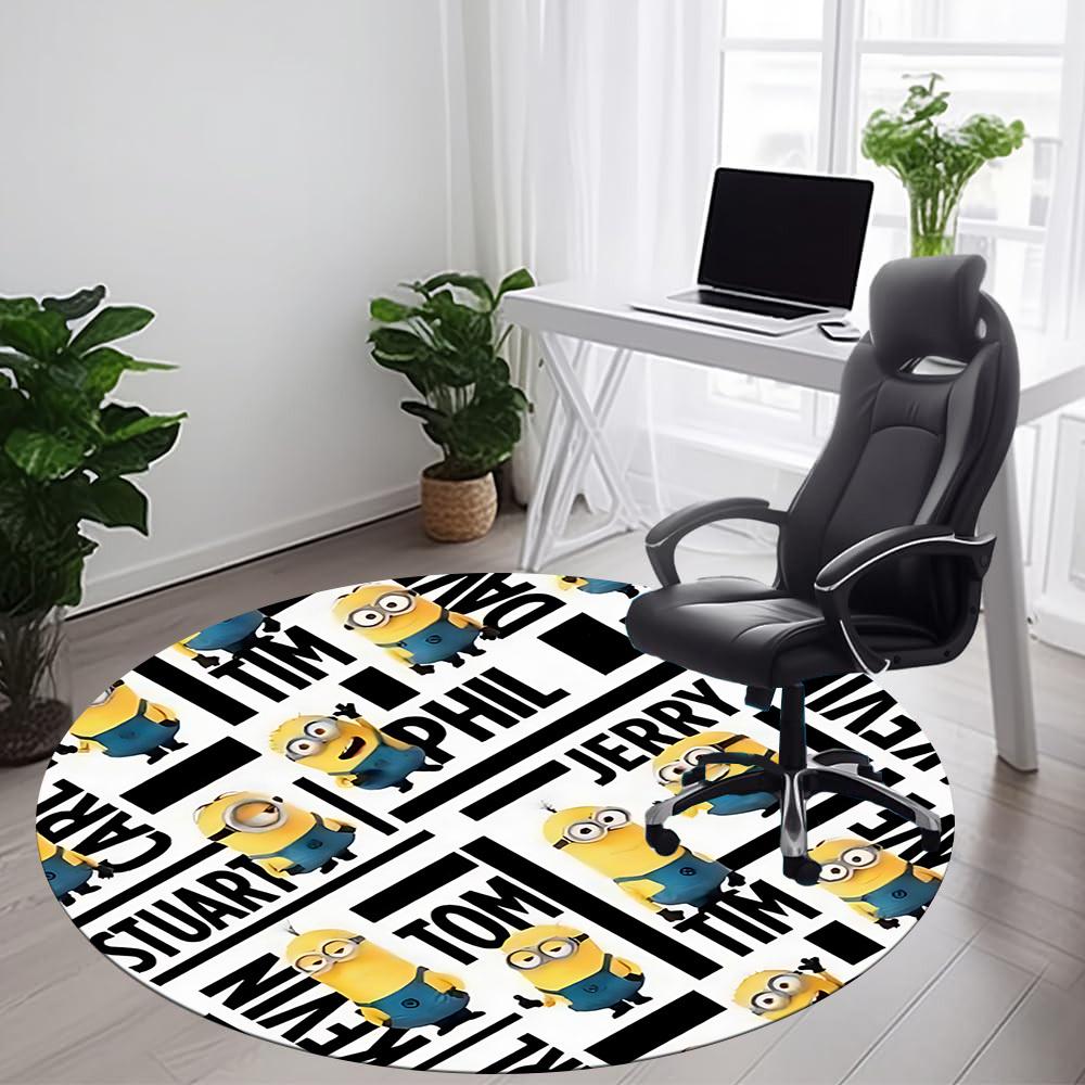 1PC Minions Characters Office Round Area Rug, Indoor Mat Suitable For Office, Under Office Chairs Bedroom Living Room Home Decor, Room Deco1101