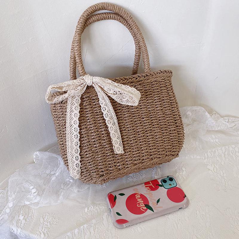 Frauen Rattan Eimer handgemachte gewebte Stroh Tasche neue Stil Band Umhängetaschen