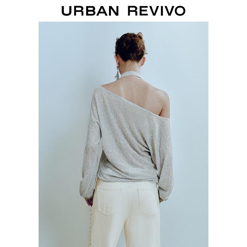 UR Women's Ribbon Pleated Off-Shoulder Knit Top