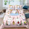 Cartoon Cat Duvet Cover Set Pet Cat Comforter Cover Cute Kitten Neon Light Cat Bedding Set 3D Cat Lover's Bedspread Cover 2/3pcs