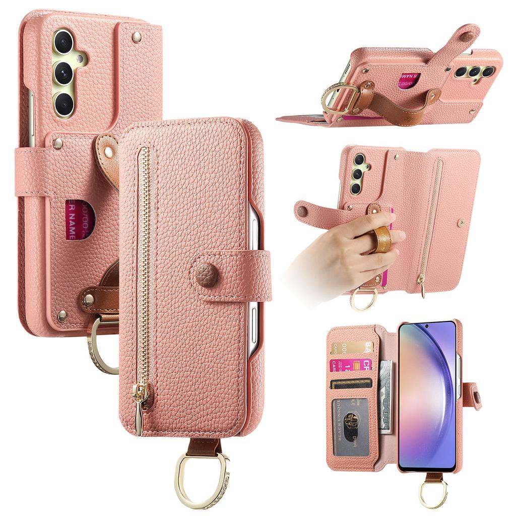 For Samsung Galaxy A05s 4G Case RFID Blocking Zipper Wallet PU Leather Mobile Cover