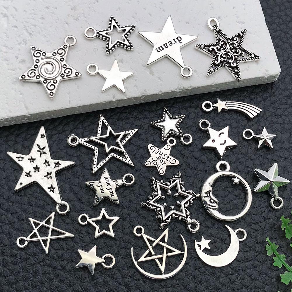 Retro Alloy Star Moon DIY Necklace & Earring Charms