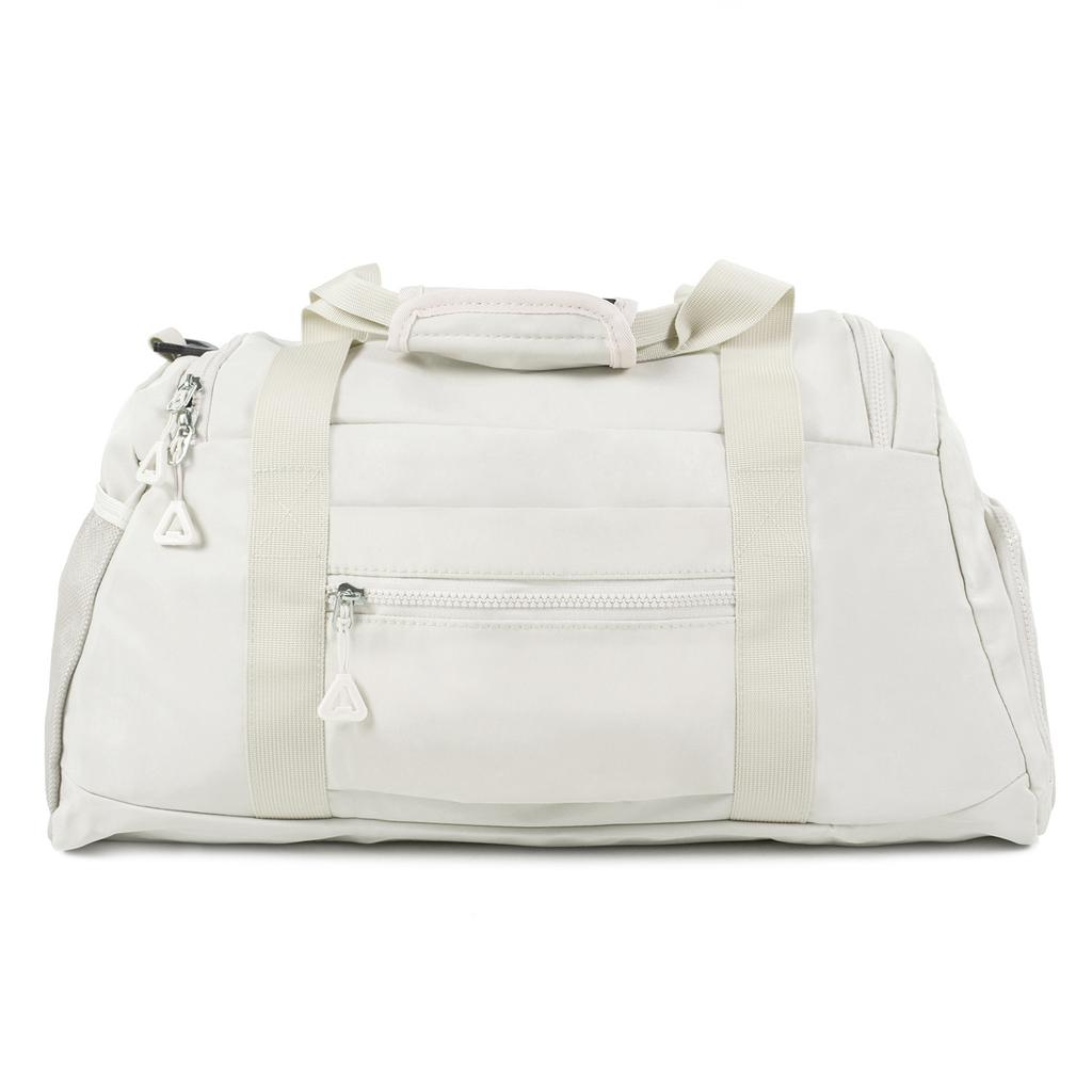 Large ecru sports travel training bag, hand luggage, tourist bag