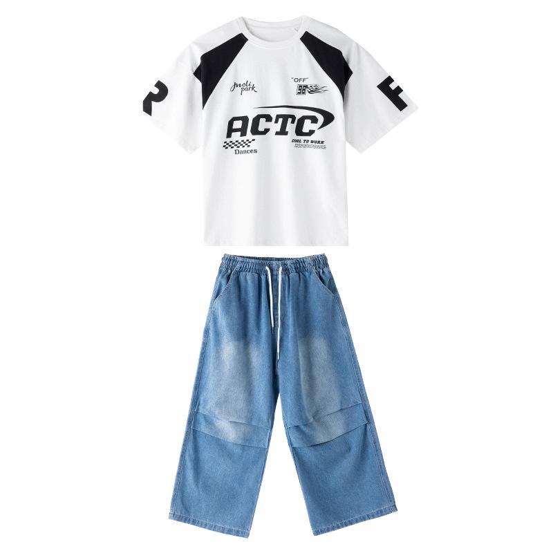

Street Dance Trendy Children s Hip Hop Clothing - Boys & Girls Performance Costumes with Drum Set. 110 cm