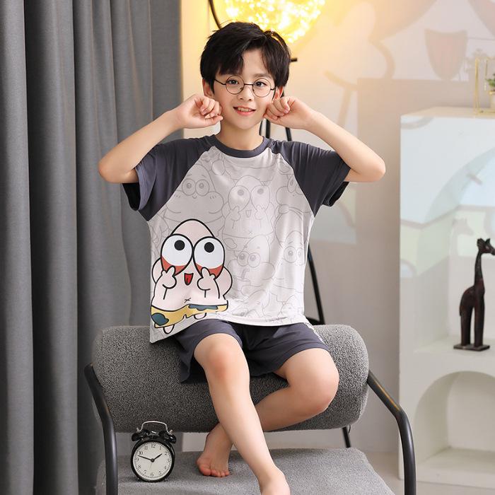 Boys' Summer Modal Pajamas - Cute Cartoon Short-Sleeve Set