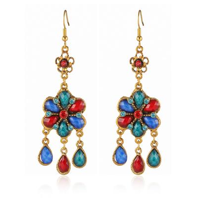 Vintage Ethnic Acrylic Flower Water Drop Dangle Earrings for Women Party Jewelry Accessories