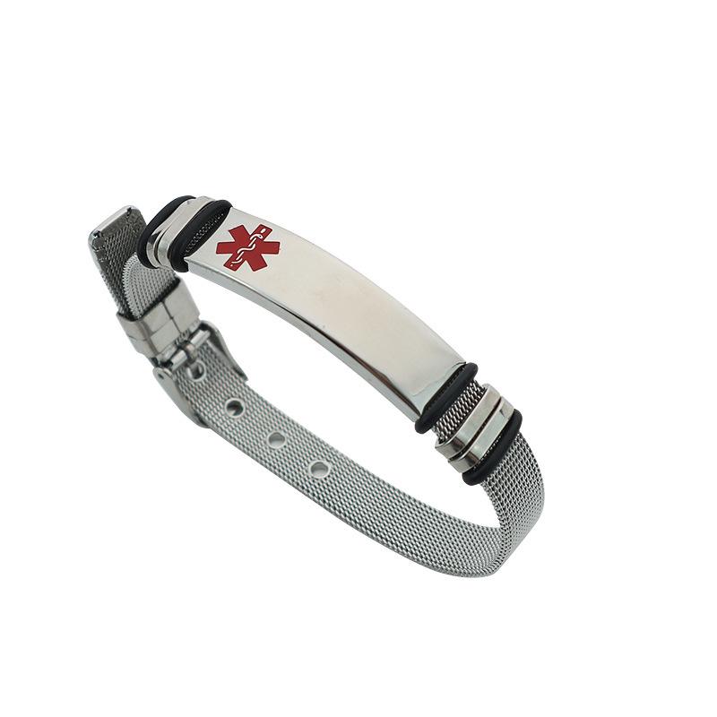 Unisex Titanium Steel Medical Symbol Bracelet - Engravable Fashion Jewelry