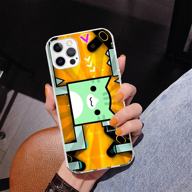 Capa de Celular Jogo Geometry Dash Para iPhone 17 Air 16 Pro Max 16E 15 + 14 Plus 11 12 13 Mini 7 8 SE Capa com Impressão de Presente Fundas 16 Pro