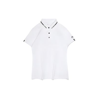 Li Ning Logo Embroidered Split Hem Short Sleeve Polo Shirt Women Polo Shirts Standard-White APLR072-1
