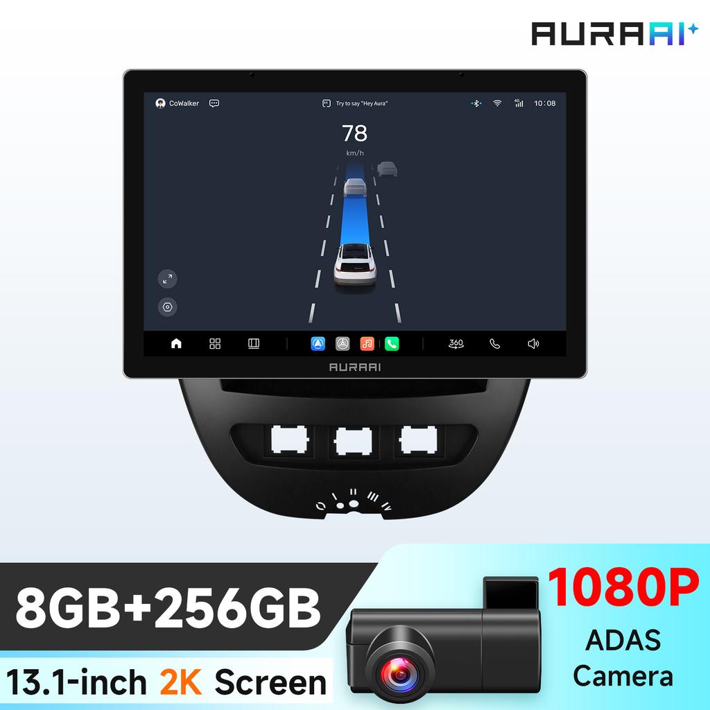 OSSURET Intelligent 2K Screen Carplay Android Auto for Peugeot 107 2005 Citroen C1 2014 Toyota Aygo Car Infotainment Multimedia Player GPS Bluetooth