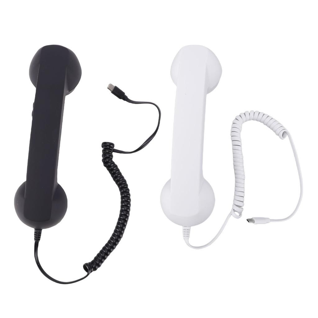 Retro-Telefonhörer mit Lautstärkeregelung Ergonomischer Typ-C-Kabel-Telefonhörer-Empfänger für Mobiltelefon Videoanruf Konferenz
