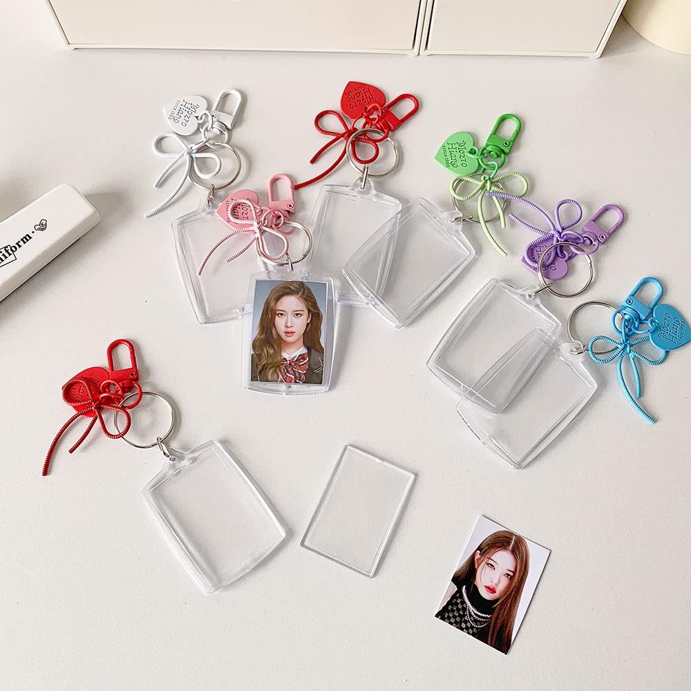 Hanging Decoration ID Photo Photocard Frame Peach Heart Pendant Card Protective Case  Card Decor