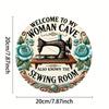 Crafters Vintage Welcome Metal Sign X Floral Sewing Machine Art Farmhouse Cafe Wall Decor