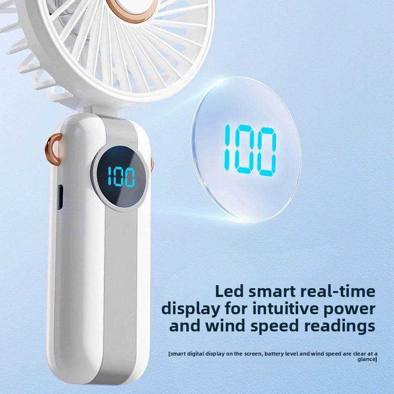 Mini ventilador de mano plegable con pantalla digital y carga USB ventilador de escritorio portátil