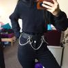 Gothic Waist Chain Alloy and PU Leather Body Chains with Rounded Circle Decor Body Straps Accessories for Women and Girl
